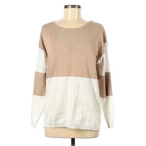 GYK Nordstrom Rack Pullover Sweater Size Large Cream and Tan Color Block